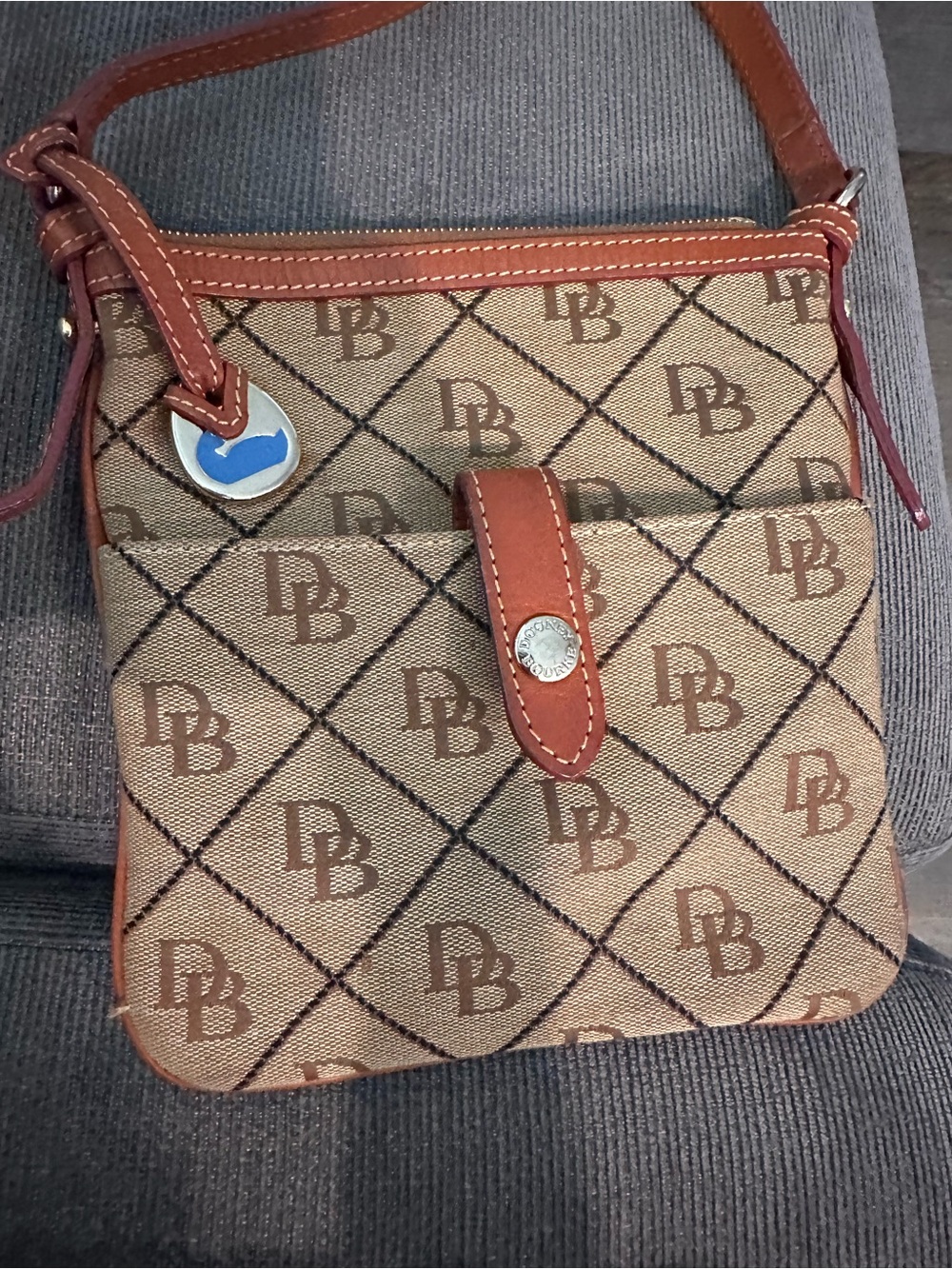 Dooney & Bourke Tan/Brown Monogram Crossbody Bag